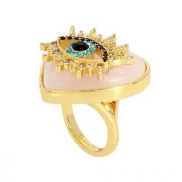 NWT Kurt Geiger Evil Eye Heart Cocktail Ring Size 8 - Picture 2 of 7